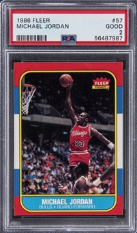 1986-87 Fleer #57 Michael Jordan Rookie Card – PSA GD 2